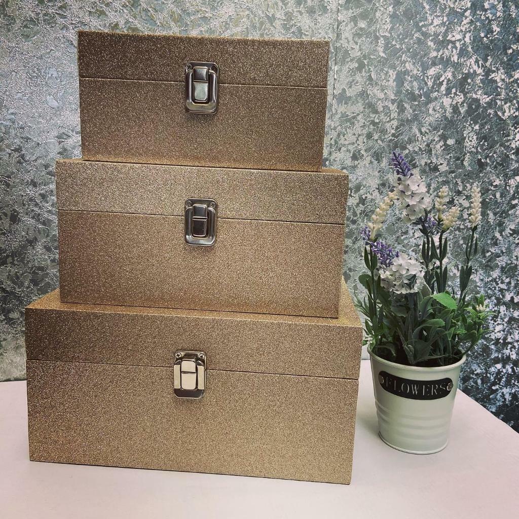 Set Of 3 Gold Storage Boxes in Toothill, Wiltshire Gumtree