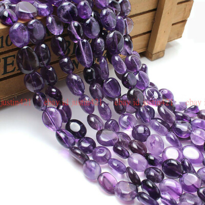 6-14mm Natural Purple Amethyst Irregular Freeform Gemstone Loose Beads 15''