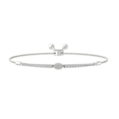 14k White Gold Round Lab Grown Diamond Composite Bracelet Gift For Women 7''