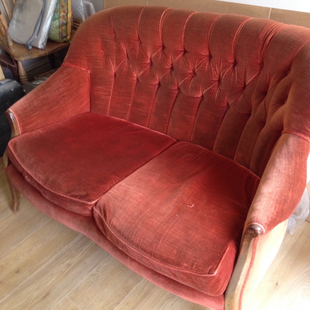 Old Velvety Red Sofa In Clevedon Somerset Gumtree