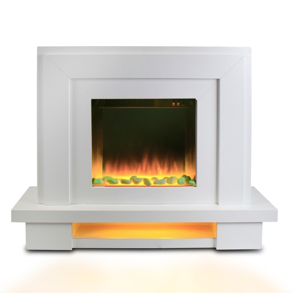 Round Electric Fireplace Led Stove Fire Effect Heater 2kw Flame