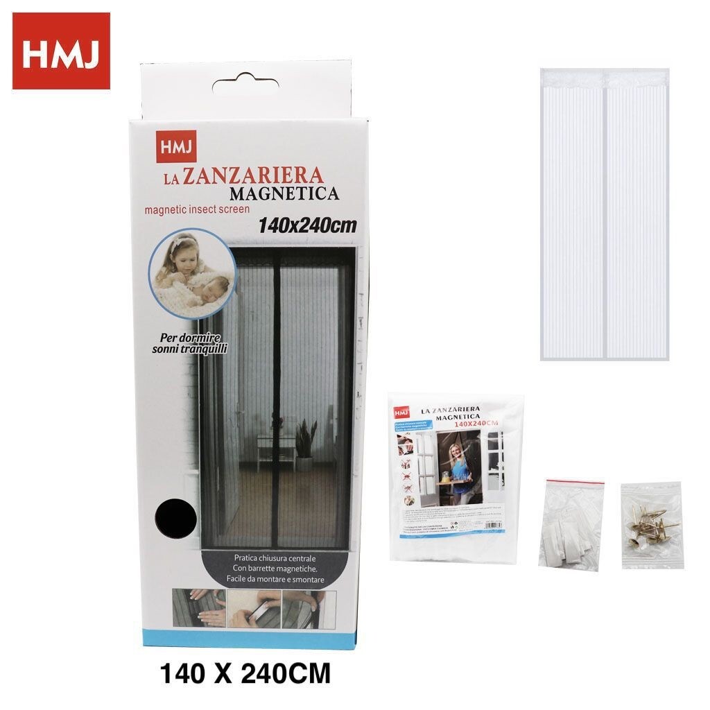 Tenda Zanzariera Porte Balconi Insetti Zanzare Magnetica Bianca 140x240cm hmj