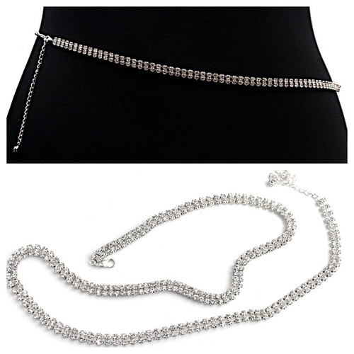 Bauchkette, Hüftkette, Körperkette, Strasskette, kristallklar, Bikinikette NEU