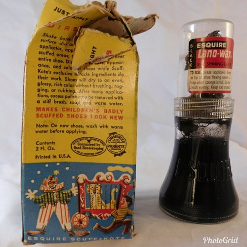 VINTAGE ESQUIRE SCUFF KOTE PATENT LEATHER SHOE POLISH REFINISH IN BOX - CHILDREN