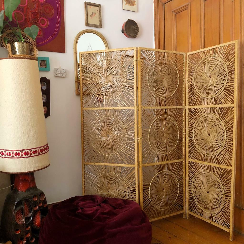 Vintage wicker room divider screen 1960s 1970s retro in Polwarth