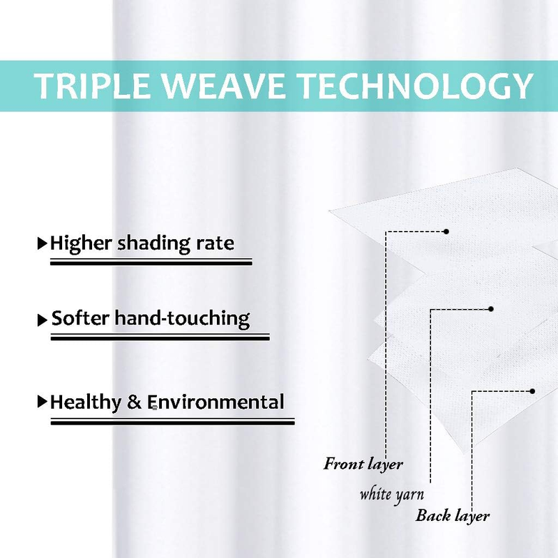 White 100% Blackout Lined Curtains, 2 Thick Layers Completely Blackout Window Tr