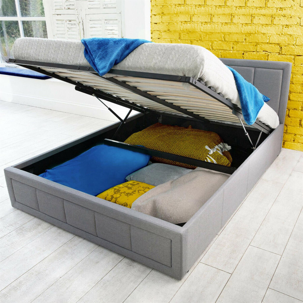 Grey Fabric Ottoman Storage Gas Lift Bed All Sizes!! in Great Barr