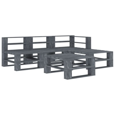 vidaXL 5 Piece Garden Pallet Lounge Set Wood Grey