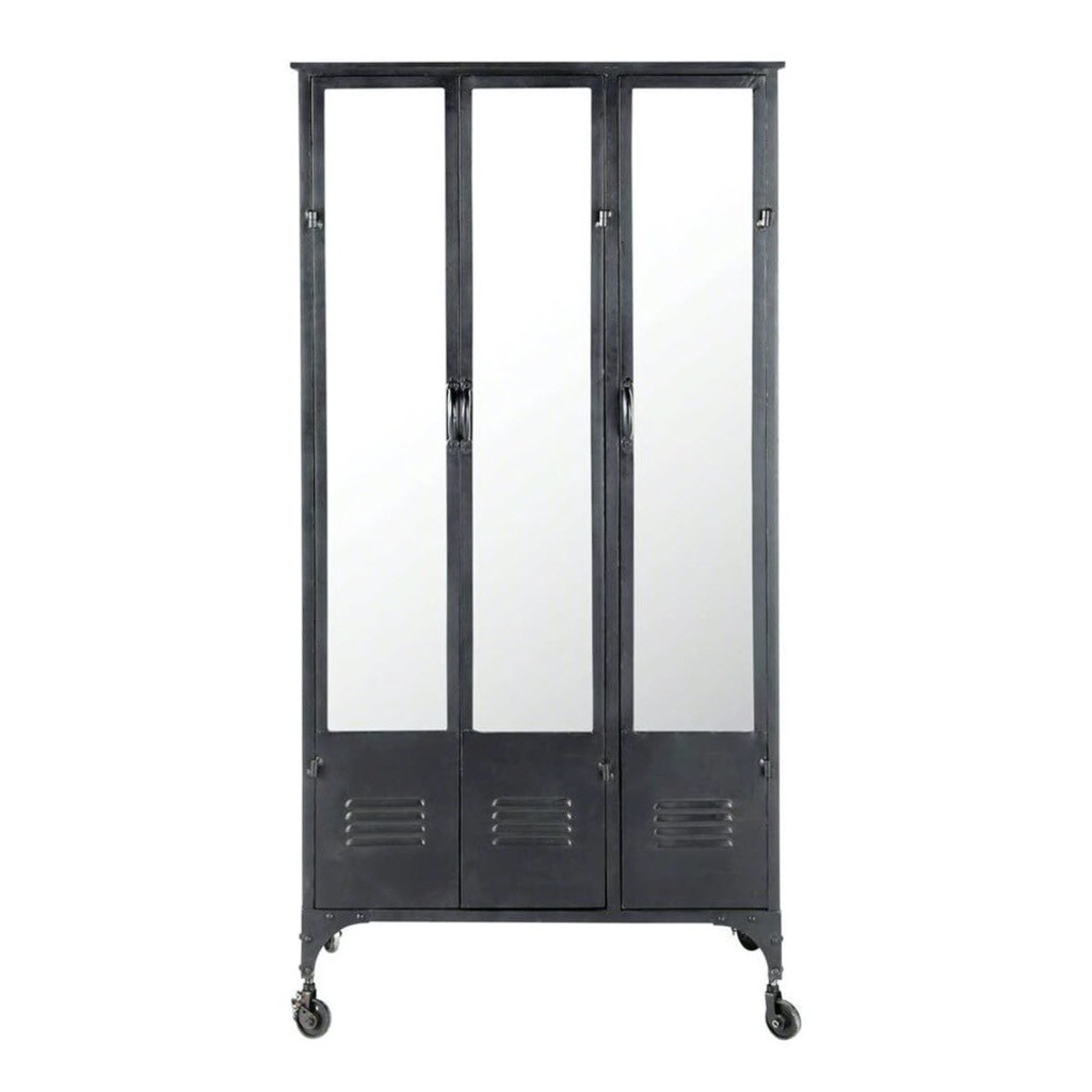 Metal industrial on castors in black in