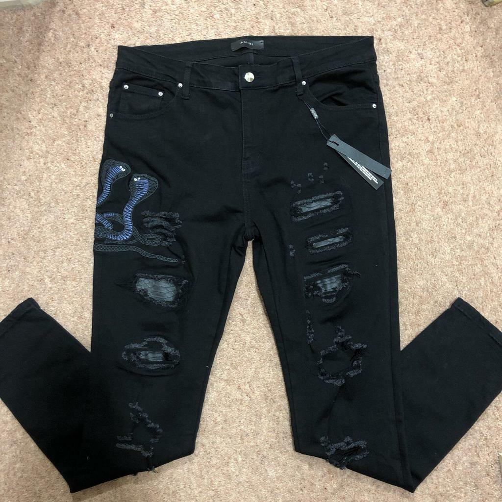 Mens Amiri black snake jeans W34 L34 Slim fit | in Birmingham City Centre, West Midlands | Gumtree