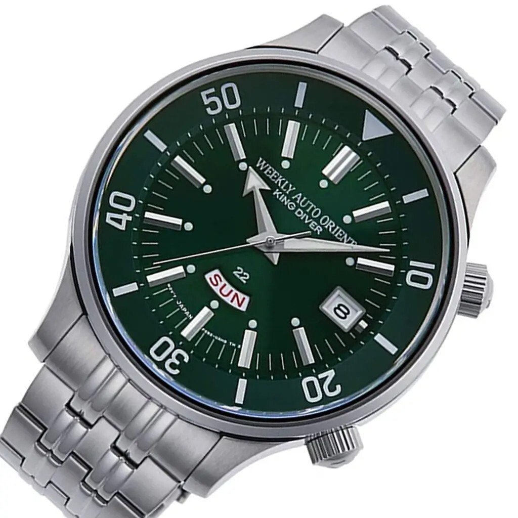 Pre-owned Orient Weekly Auto King Diver Day Date Ra-aa0d03e Green Dial Made In Japan