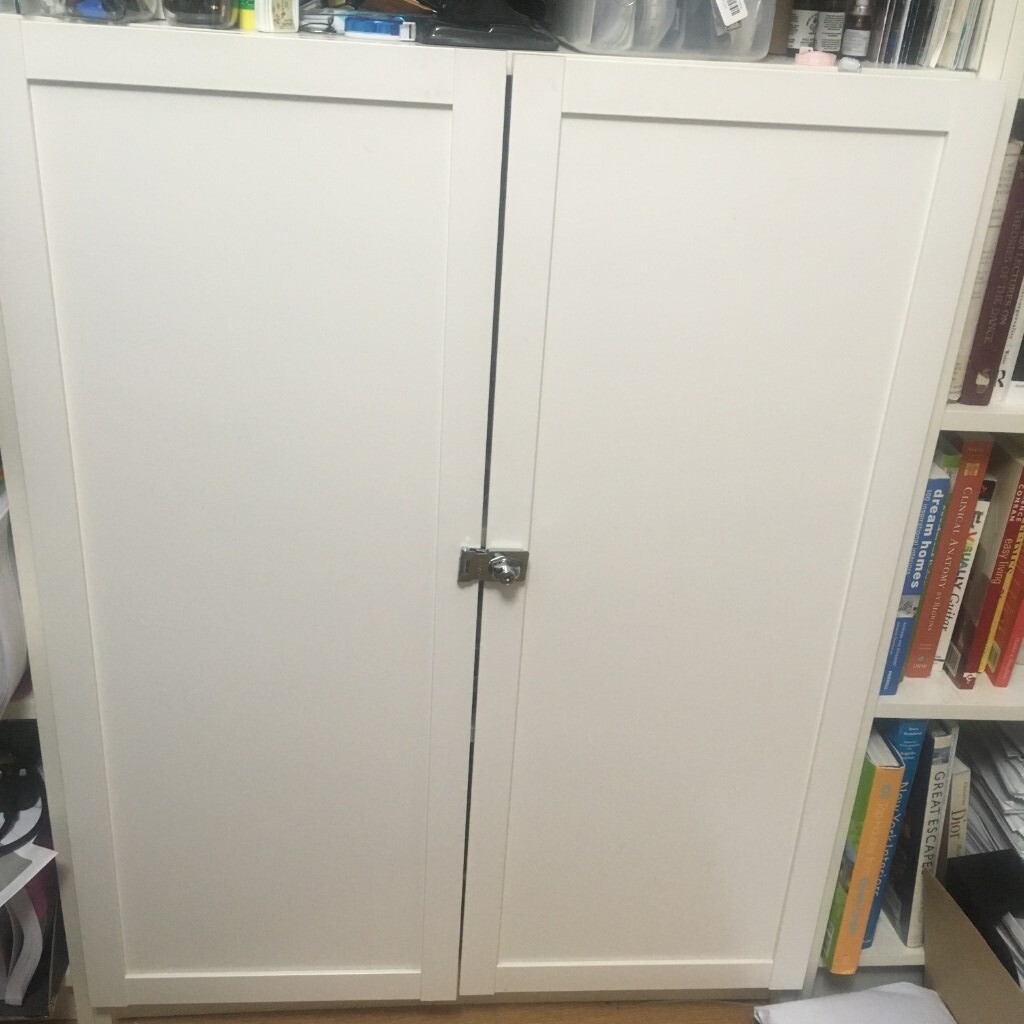 Set of two IKEA OXBERG Door, white, 40x97 cm with security lock for