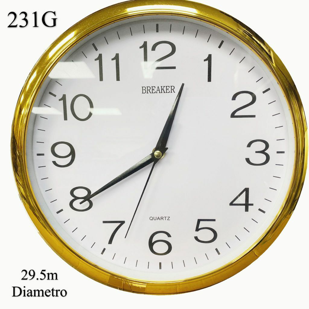 Orologio Da Parete Tondo Quarzo Muro Breaker 231G Diam 30cm Dorato lac
