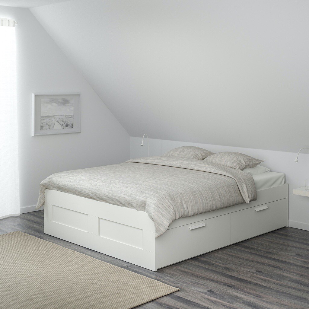 Ikea Brimnes standard king sized bed with slats and Sultan