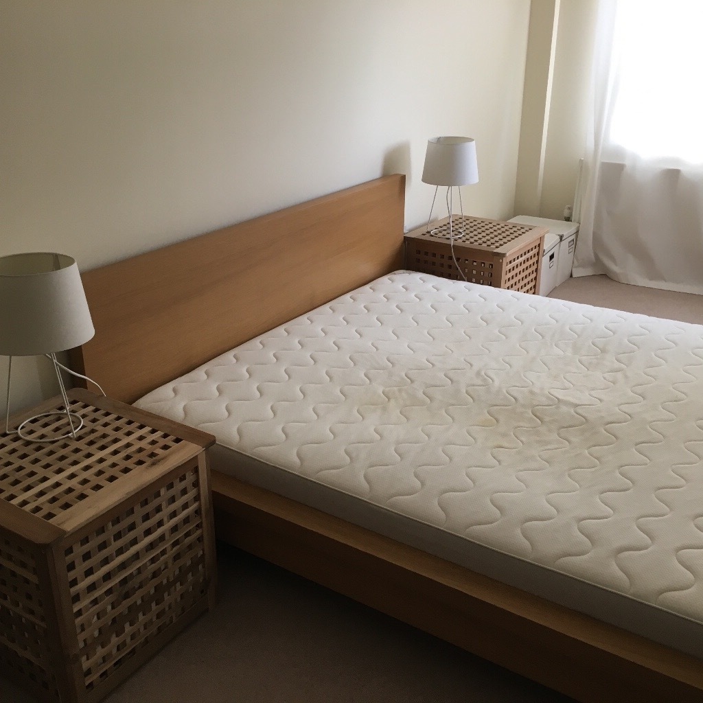 Great Condition IKEA Malm Oak Double Bed & Sultan Hamnvik Mattress in