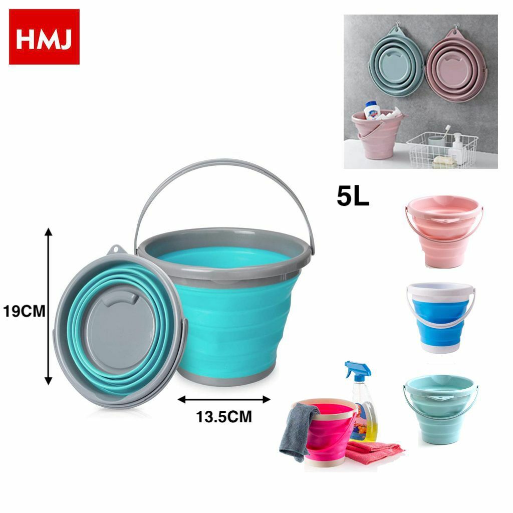 Secchio Pieghevole In Silicone Colorato Capienza 5Lt hmj