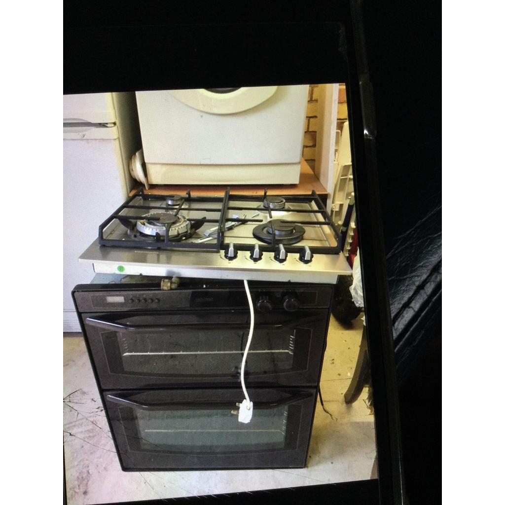 Gas cooker hob with grill and oven with electric ignition in