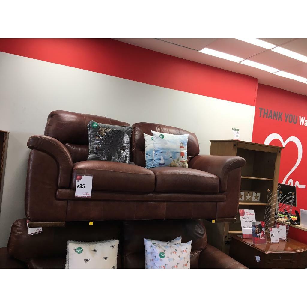 BHF Dark Brown Leather 3 Seater Sofa in Walsall, West Midlands