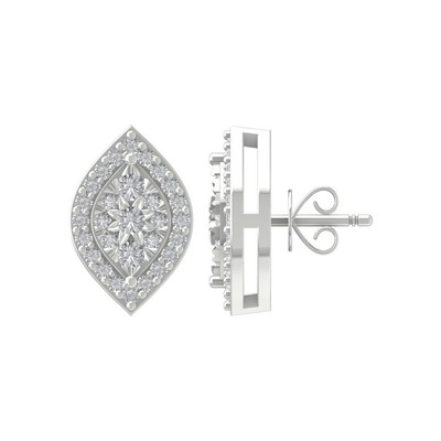 10k White Gold Round Lab Grown Diamond Composite Stud Earrings Gift For Women