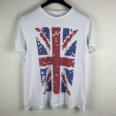 Primark Men's XL White Union Jack Graphic T-Shirt Short Sleeve Casual