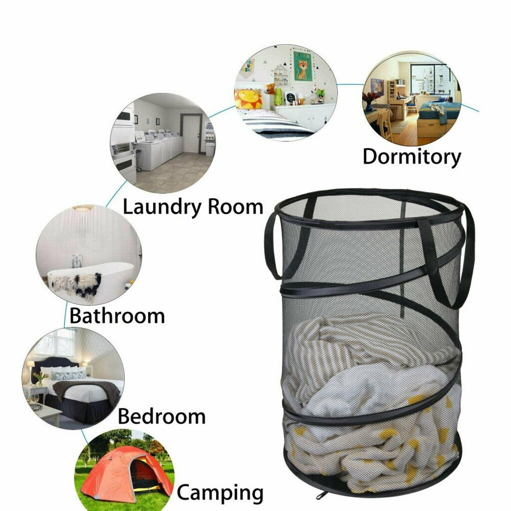 Laundry Hamper Clothes Basket Nylon Laundry Washing Bag ...