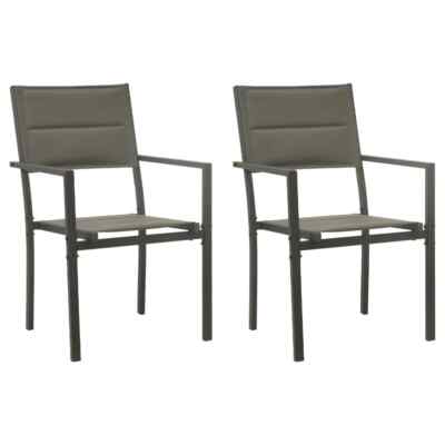 vidaXL Garden Chairs 2 pcs Textilene and Steel Grey and Anthracite