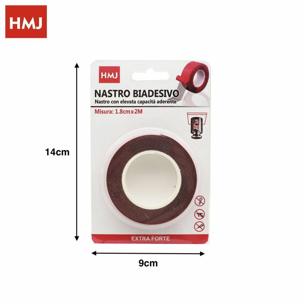Biadesivo Extra Forte Larghezza 18mm Lunghezza 2 Metri Riparazioni Auto hmj
