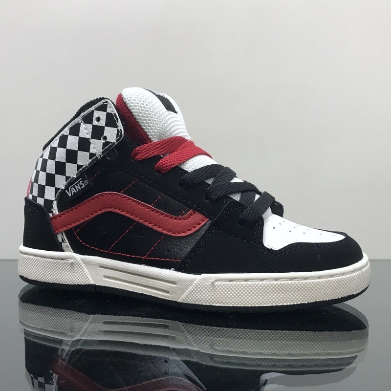 VANS SKINK MID BLACK WHITE RED CHECK Buy Vans Skink Trainers Black at