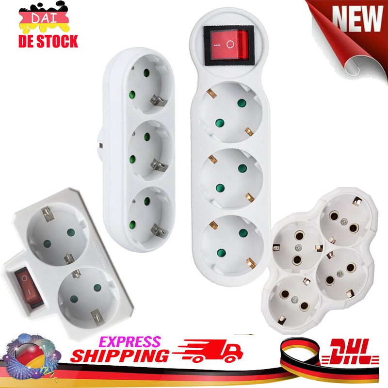 EU Steckdose Steckdosenleiste Mehrfachsteckdose Steckdosenverteiler Adapter DHL