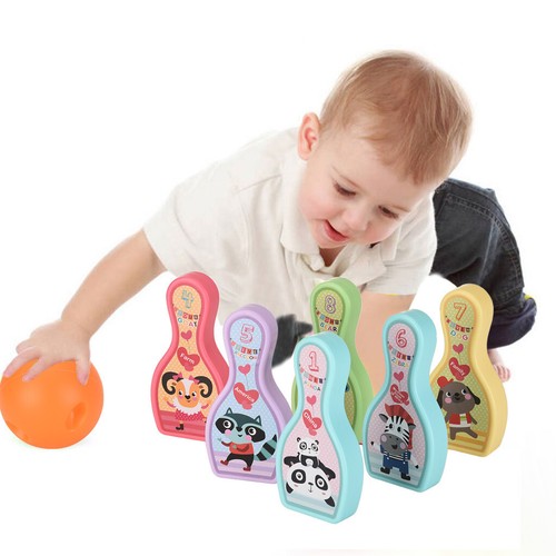Kids Bowling Game Toys Sets Animal Prints 8 Pins and 1 Ball Gift Box USA