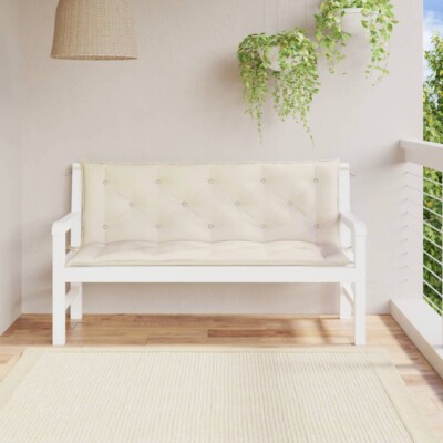 vidaXL Garden Bench Cushions 2 pcs Cream White 150x50x7 cm Oxford Fabric