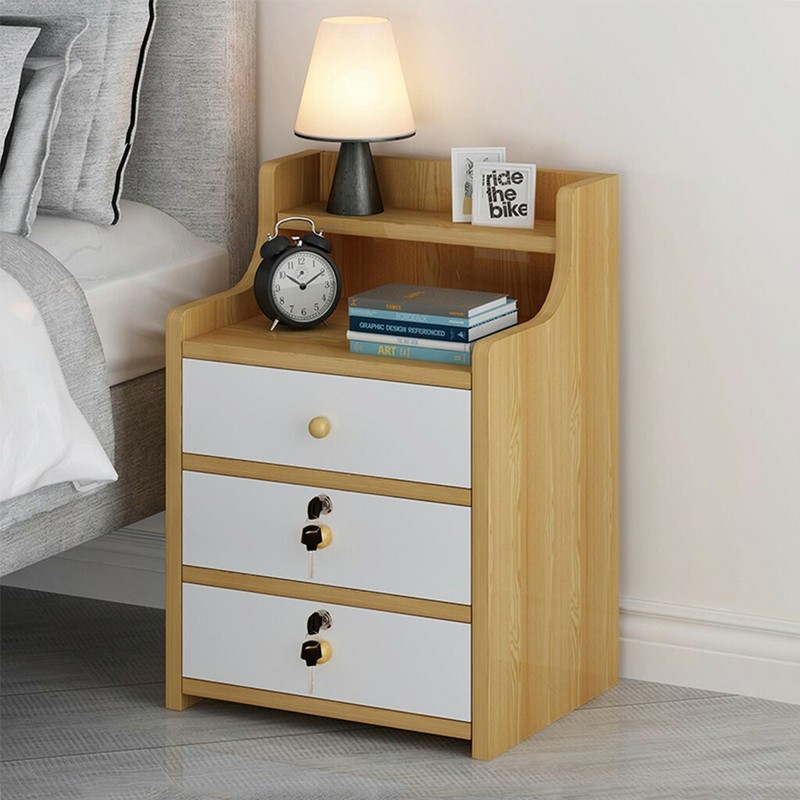 Nightstand Bedside Cabinet End Table Bedroom Storage Wood Brown With Drawers Ze Ebay