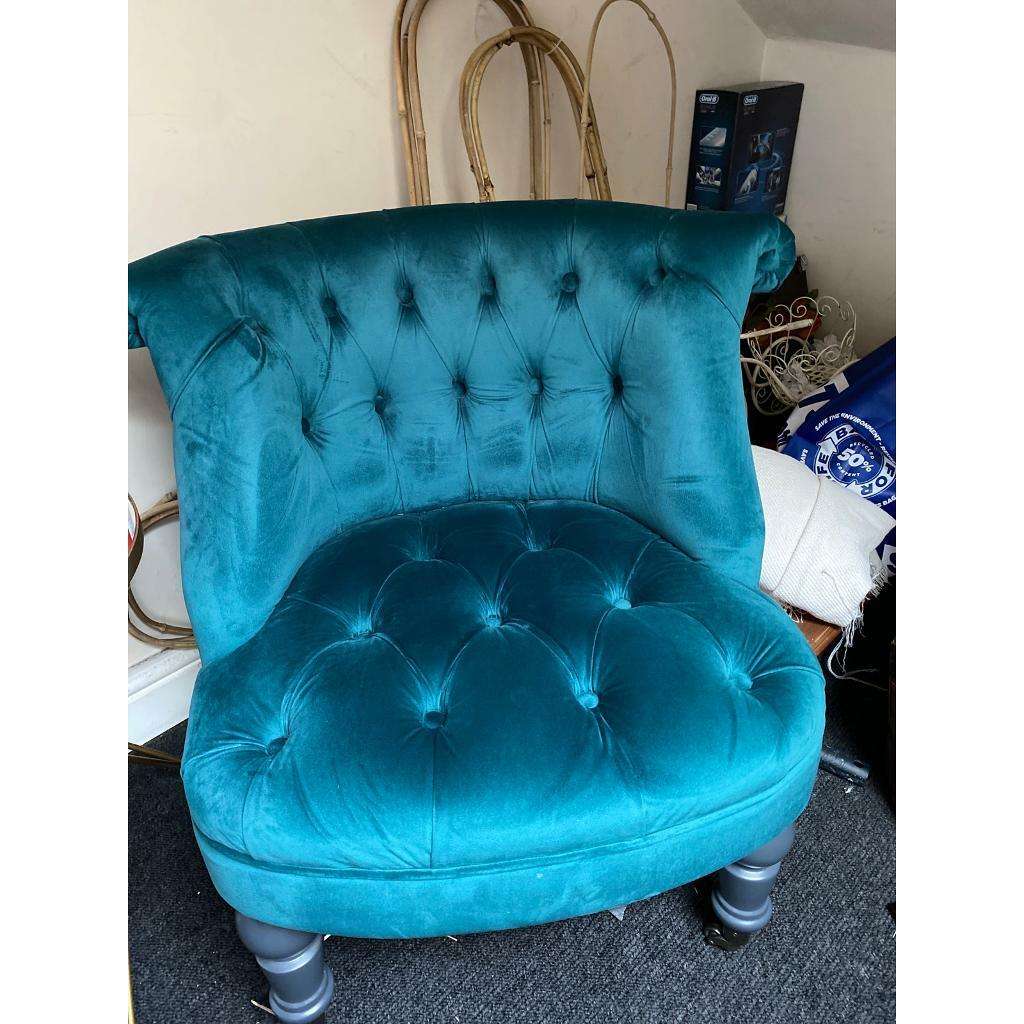 Velvet green lounge chair in Blackburn, Lancashire Gumtree