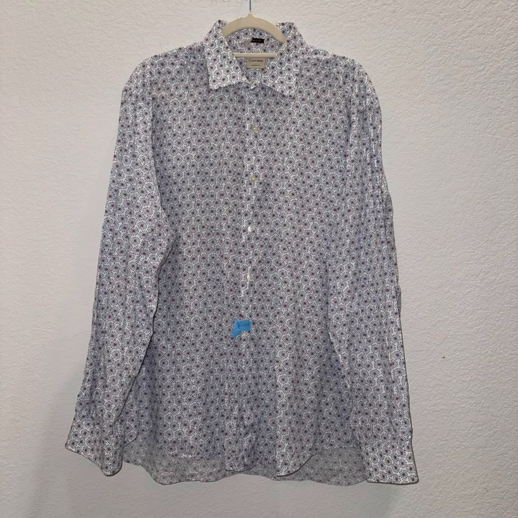 Culturata Men’s Sz XXL (18/46) Button Up Shirt Tailored Fit Floral Made in Italy