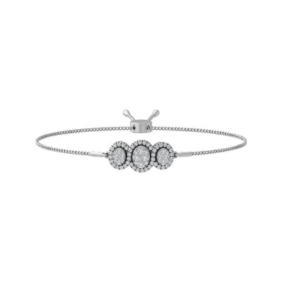 Sterling Silver Round Lab Grown Diamond Composite Bracelet Gift For Women 7''