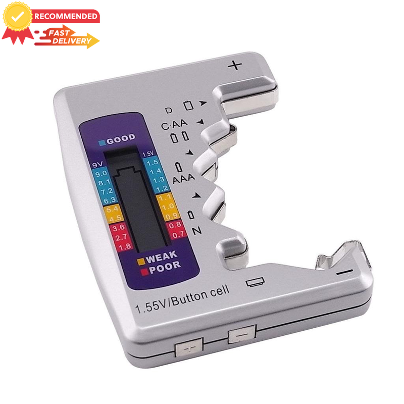 Universal Battery Tester for AA AAA C D 9V CR203 Button Cell with LCD Display