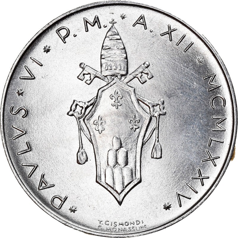 [#907625] Monnaie, CitÃ© Du Vatican, Paul Vi, 10 Lire, 1974, Roma, Spl, Aluminium