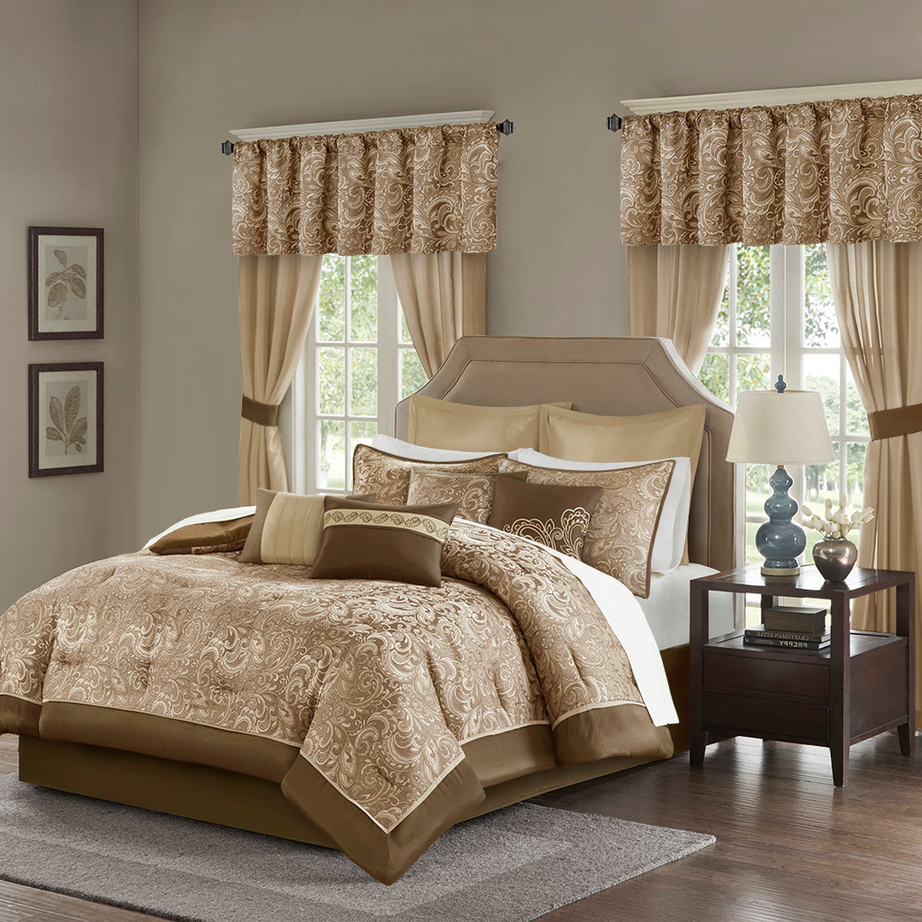 Lucerne Gold Brown Paisley 12 Pc Queen Bedding Set S H Lower 48