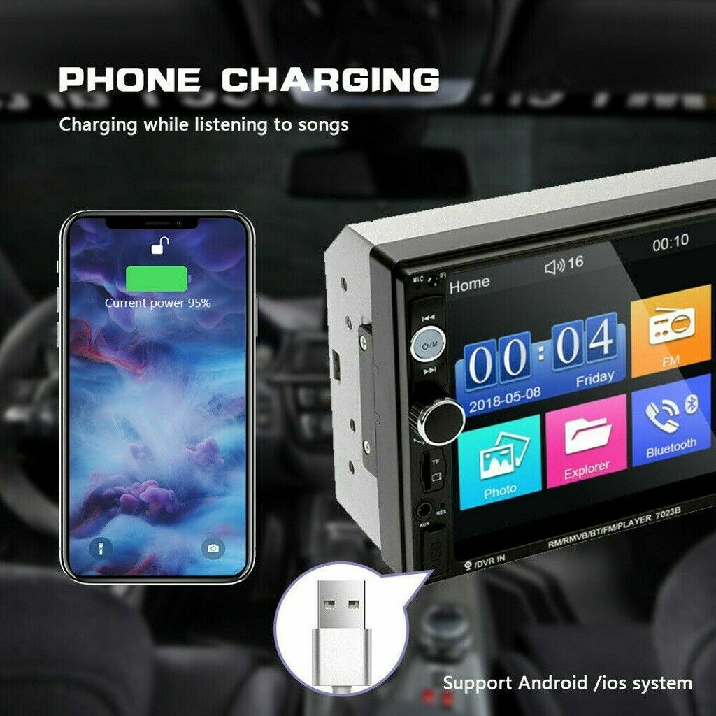 7" inch HD 2 Din Touch Screen Car Stereo MP5 Player Radio IOS Android USB/TF/AUX