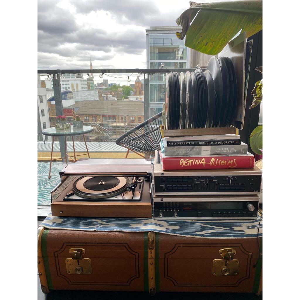 Dual record player amplifier and radio with collection of old records in Hackney, London Gumtree