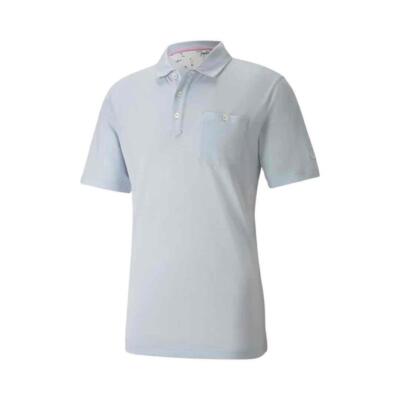 ''NEW'' MEN'S PUMA ARNOLD PALMER POCKET GOLF POLO HALOGEN BLUE  SZ M  #597300 02