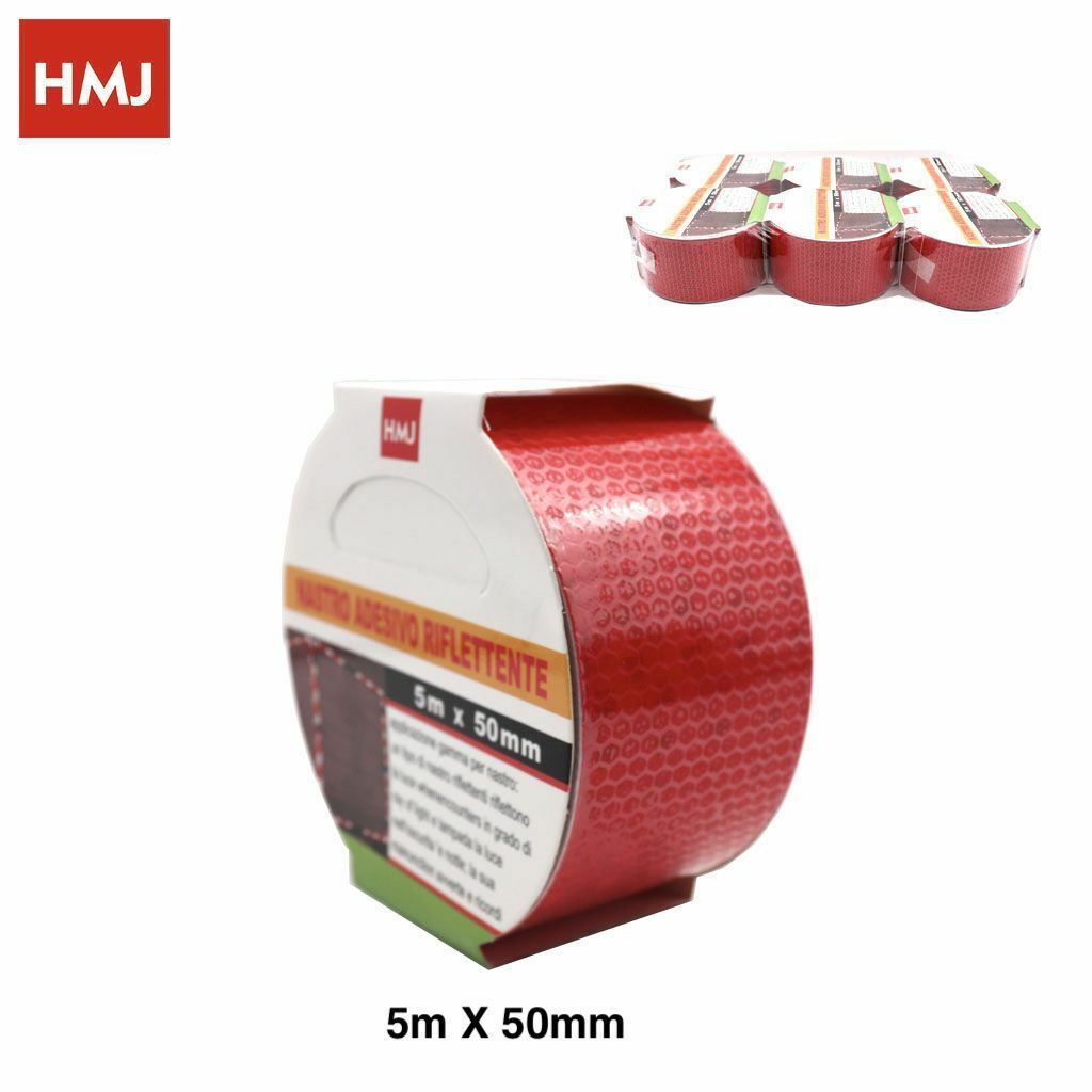Set 6 Pz Nastro Adesivo Riflettente Impermeabile Rosso 5mx50mm hmj