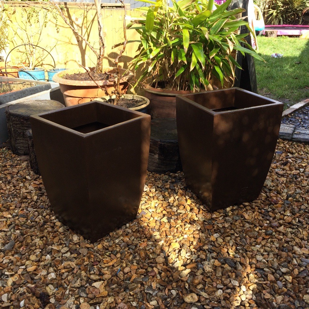 Pair of Square Brown Outdoor Planters in Bournemouth, Dorset Gumtree