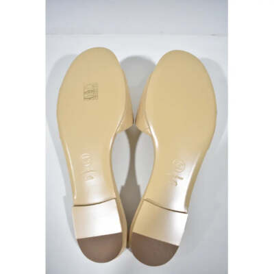 Pre-owned Chanel Rev Beige Turnlock Quilted Gold Cc Logo Mules Slide Sandal Flop Flat 39.5