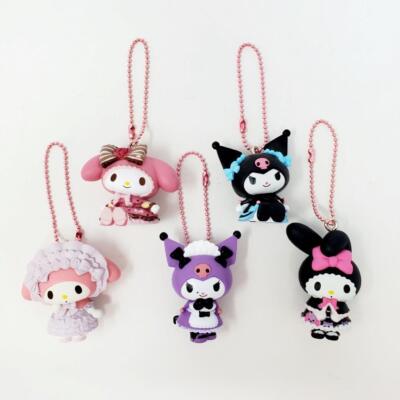 Twinchees My Melody Kuromi Sweet Lolita Keychain Complete Set of 5 NEW (Bin21)