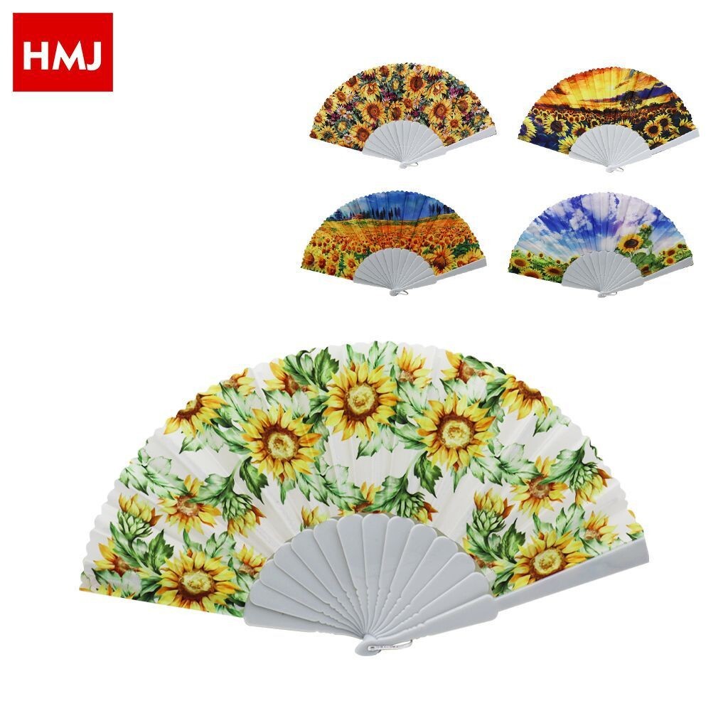 Set 12 Pezzi Ventaglio Colorato Girasoli Feste Matrimonio Caldo Estate hmj
