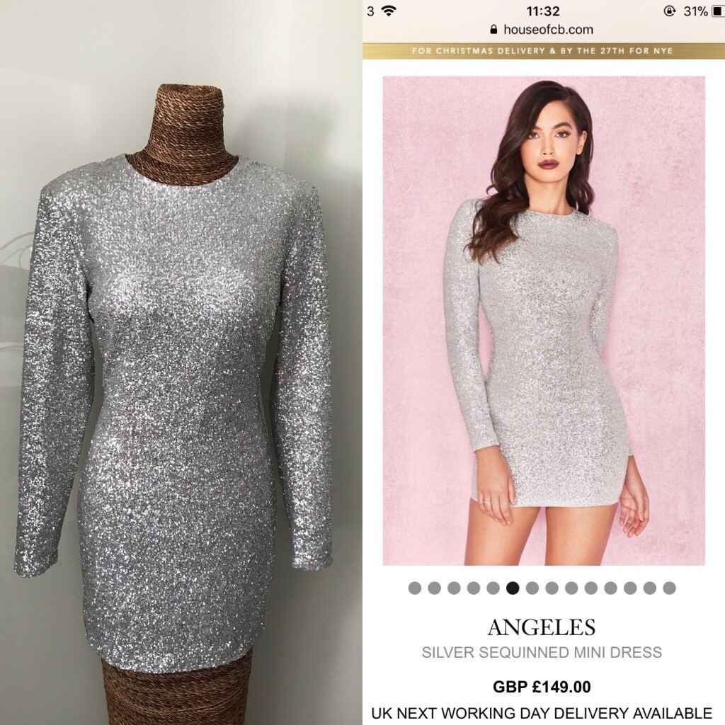House of CB silver Sequin dress ‘Angeles’ Size M (1012) in Horsham
