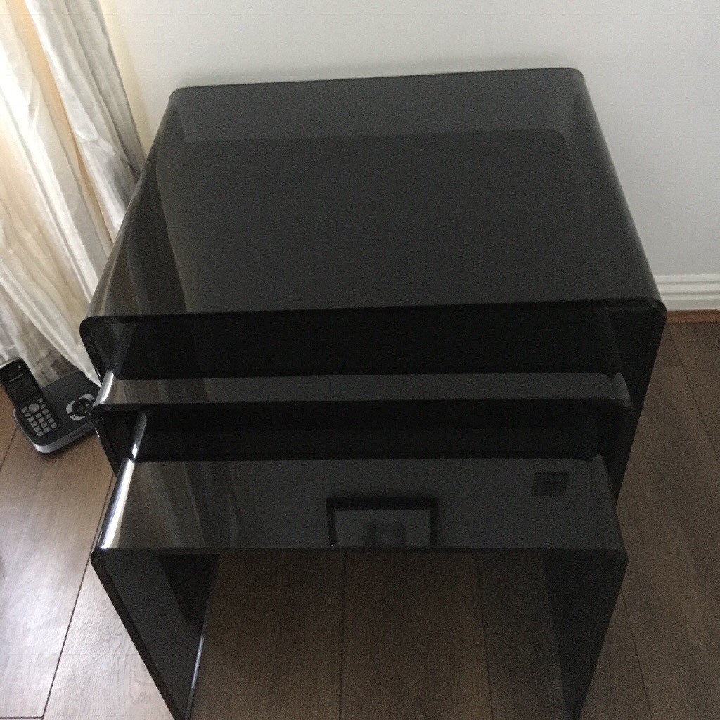 ‘Puro’ black gloss nest of tables from Dwell perfect condition in