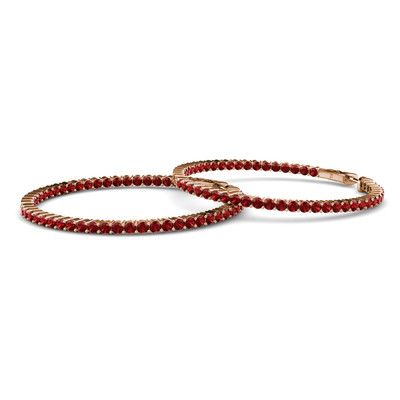 Pre-owned Trijewels Red Garnet 2 5/8ctw Common Prong Inside-out Hoop Earrings 14k Rose Gold Jp:37600