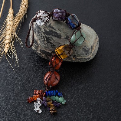 7 Chakra Stone Crystal Pendant Car Hanging Ornament Home Window Vehicle Decor